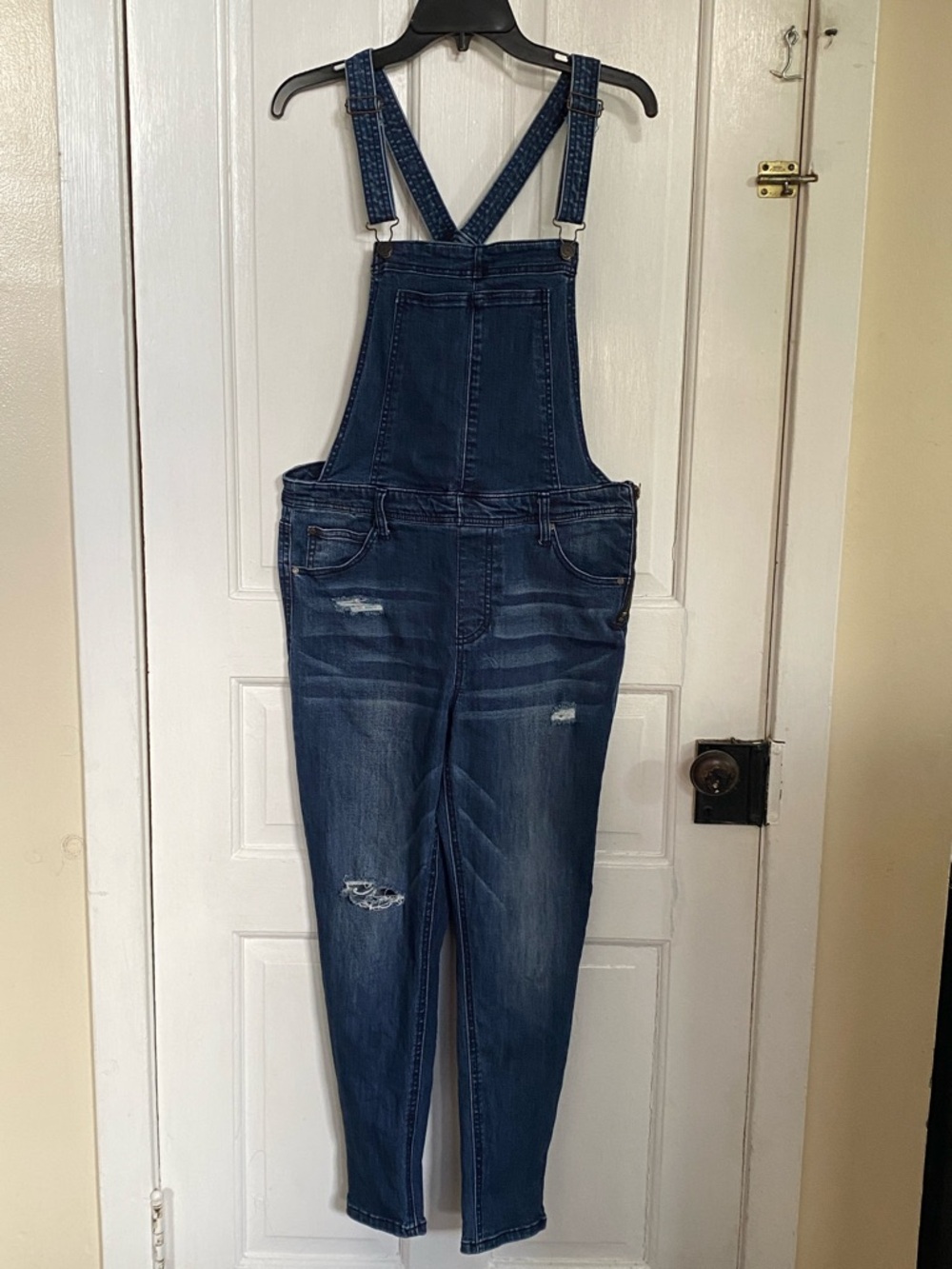 Dark Wash Distressed Denim Overalls Celebrity Pink 11/30